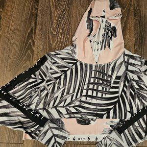 Buti yoga reversible crop hoodie leaves or lightening bolt print